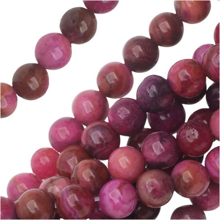 Crazy Agate Beads - Dakota Stones Gemstone Beads, Pink Crazy Lace Agate, Round 4mm, 8 Inch Strand