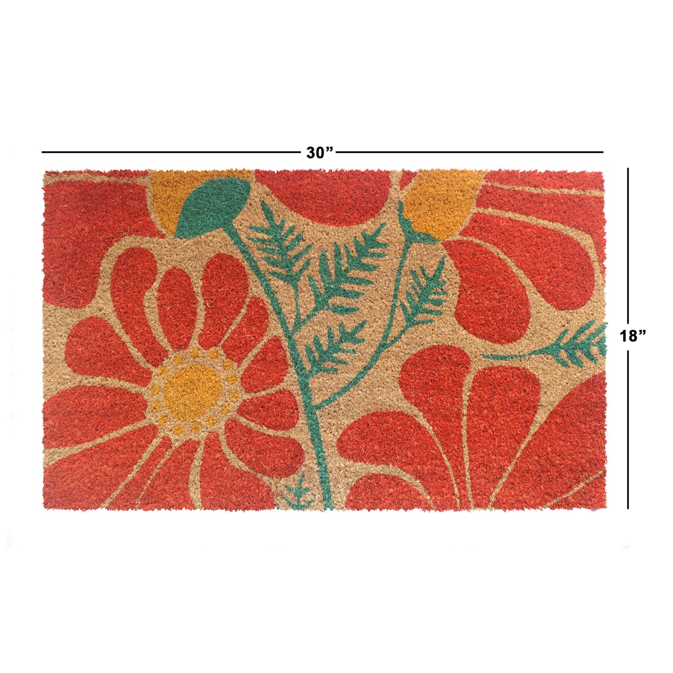 RugSmith Multi Machine Tufted Folk Flowers Doormat, 18"x30"