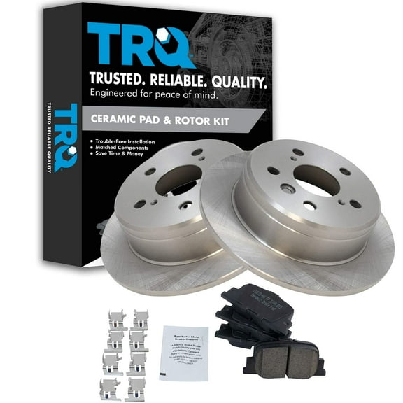 TRQ Rear Brake Pad & Rotor Kit Brake Pads Brake Rotor Ceramic Fits Select 2000-2001 Lexus ES300 Toyota Camry