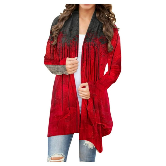 WXLWZYWL Womens Halloween Costumes 2024, Cute Pumpkin Ghost Bat Cat Spider Printed Long Sleeve Cardigan Sweaters for Women Lightweight