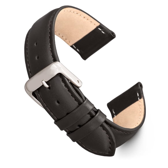 Speidel Bracelet de Montre en Cuir Véritable 18mm Peau de Mollet Noire Bracelet de Remplacement, Boucle en Métal Inoxydable, Bracelet de Montre Compatible avec la Plupart des Marques de Montres