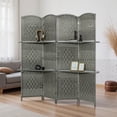 thumbnail image 2 of HOMCOM Folding Privacy Screen with Shelves, 4 Panel Room Divider, Grey, 2 of 10