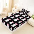 thumbnail image 4 of Manfei Kawaii Bownot Ghosts Twin Sheets,Halloween Themed Pattern Bedding,Black,3 Pieces,1 Fitted Sheet and 1 Pillowcase, 4 of 6