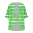 thumbnail image 4 of LNWUY Women's Curved Hem 3/4 Sleeve Cardigan Tops Casual Open Front Lightweight Cardigans Striped Print Summer Clothes Green L, 4 of 5