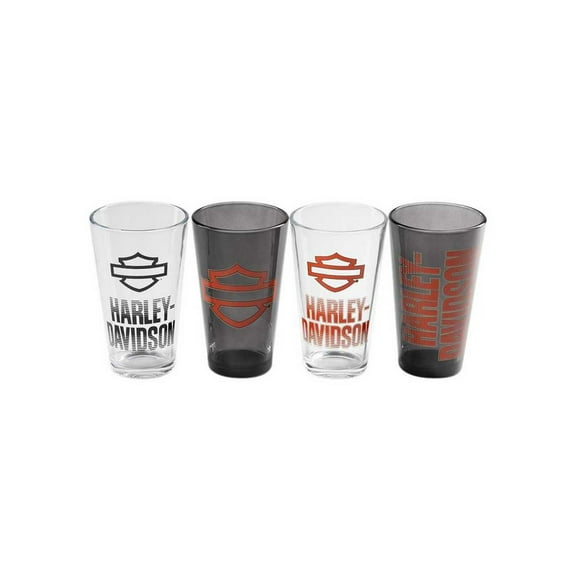 Harley-Davidson 16 oz. Open Bar & Shield Fade Pint Glass Set, Set of Four, Harley Davidson