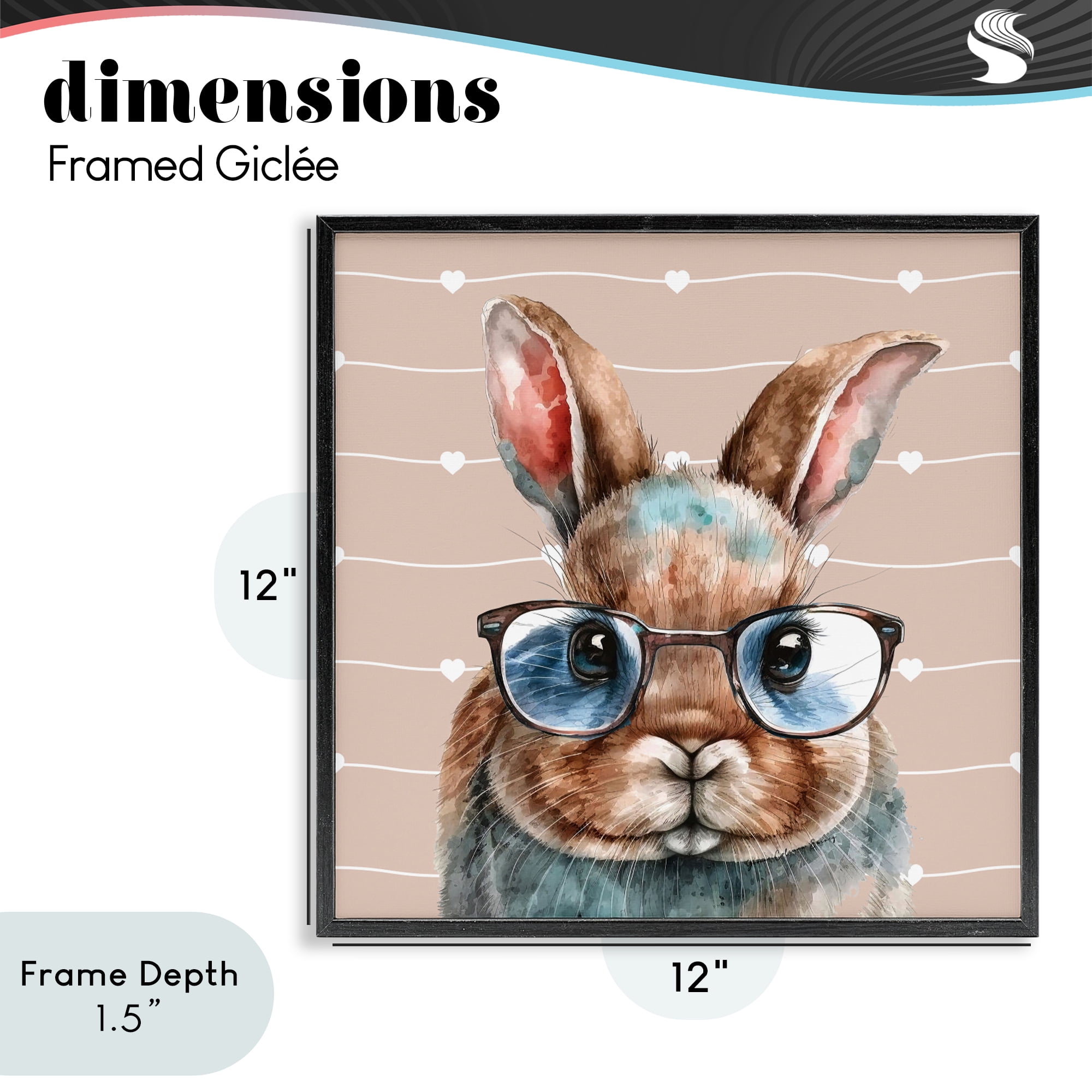 Stupell Industries Buster Rabbit with Specs Black Framed Giclee Art, design by Yvonne Coleman Burney