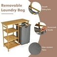 thumbnail image 6 of YYAo Bathroom Storage Cabinet, Toilet Storage Cabinet, Bamboo Laundry Hamper Stand with Removable Sliding Bag and 3-Tier Open Shelves, 6 of 7