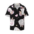 thumbnail image 5 of PAYOHTO Cute Baby Cat Caticorn Pattern Mens Hawaiian Casual Short-sleeved Shirt Tropical Summer Beach Button Down Shirts, 5 of 7