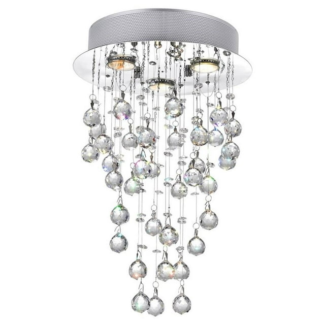 CWI Lighting Rain Drop 3 Light Flush Mount With Chrome Finish