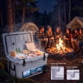 thumbnail image 2 of Camping Ice Chest Cooler 45QT, Portable Insulated Cooler Box with Strap and Side Handle for Food and Beverage Storage, Great for Beach, Picnic and Boating, 2 of 7