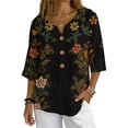 thumbnail image 2 of Womens Plus Tops Casual Fashion Printed Short Sleeve Button Shirt Loose T-shirt Blouse, 2 of 9