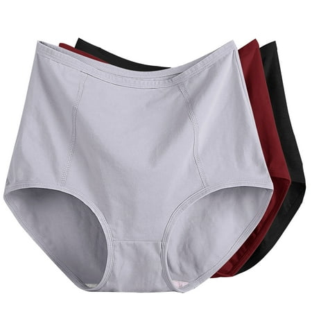 ATOYSOY Women s Underpants Plus Size Hip Lifting Cotton Panties  3 Pack Clearance Stretchy Solid Panty Comfy Shapewear Control Briefs for Ladies Multipack Gray XXXXXL