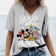 thumbnail image 3 of Camiseta de moda de verano para mujer, blusa con estampado de Mickey Mouse de Disney para mujer, ropa para mujer, camiseta informal vintage, tops de talla grande, 3 of 5