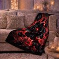 thumbnail image 5 of Dark Layered Flower Against Radiating Crimson Light, Cozy Flannel Blanket with Dramatic Floral Fantasy Print, Housewarming Gift for Dark Fantasy Florals, Home Decor for Bedroom and Living Room, 5 of 7