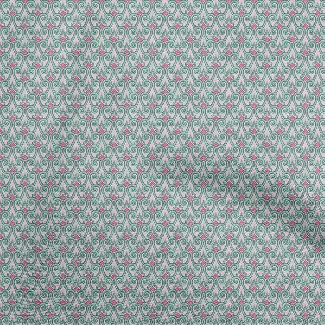 oneOone Rayon Dusty Teal Green Fabric Mughal Scroll Print Sewing Craft Projects Fabric Prints By Yard 56 Inch Wide