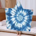 thumbnail image 5 of Blue White Tie Dye Spiral Pattern Hooded Bath Towel，60"x35" for Ages 3 To 12 Kids, Quick Dry Lightweight Soft Microfiber Hood Beach Towel Cover Up for Kids, 5 of 7