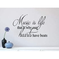 Music is Life That is why Our Hearts Have Beats 23 X 15 Music Wall Quote Baby Calligraphy Sticker Decal Art Decor Motivational Inspirational Decorative Lettering Love Hearts