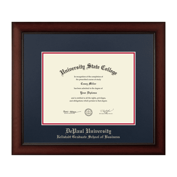 Framerly - Depaul Business Diploma Frame with Navy and Red Mat