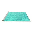thumbnail image 2 of Ahgly Company Machine Washable Indoor Rectangle Oriental Turquoise Blue Industrial Area Rugs, 2' x 5', 2 of 4
