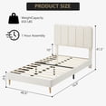 thumbnail image 3 of Historyli Estructura de cama individual con cabecero,listones de madera silenciosos,plataforma sin somier,fácil montaje para apartamentos,color blanco cordero., 3 of 7