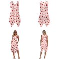 thumbnail image 3 of Xixirimido Heart Shape Paws Pink Print Couples Matching Vacation Outfits Men's Breathable Short Sleeve Shirt & Women's Irregular Hem Dress Coordinated Summer Wear for Dating, Size S, 3 of 7