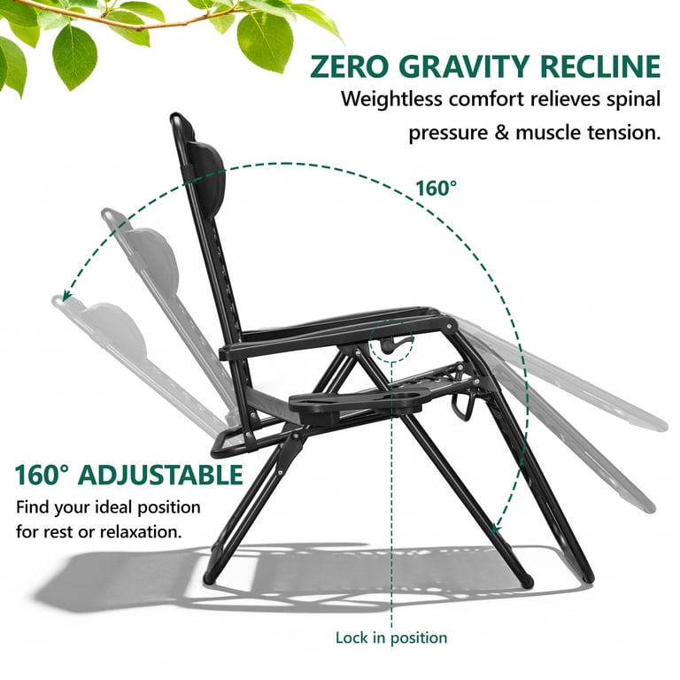 HaiCube Zero Gravity Reclining Chair with Cup Holder Tray and Headrest photo 3