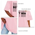 thumbnail image 5 of Camisa informal de gran tamaño con estampado de letras, mangas cortas, color rosa, talla XL, blusa estampada con cuello redondo, 5 of 5