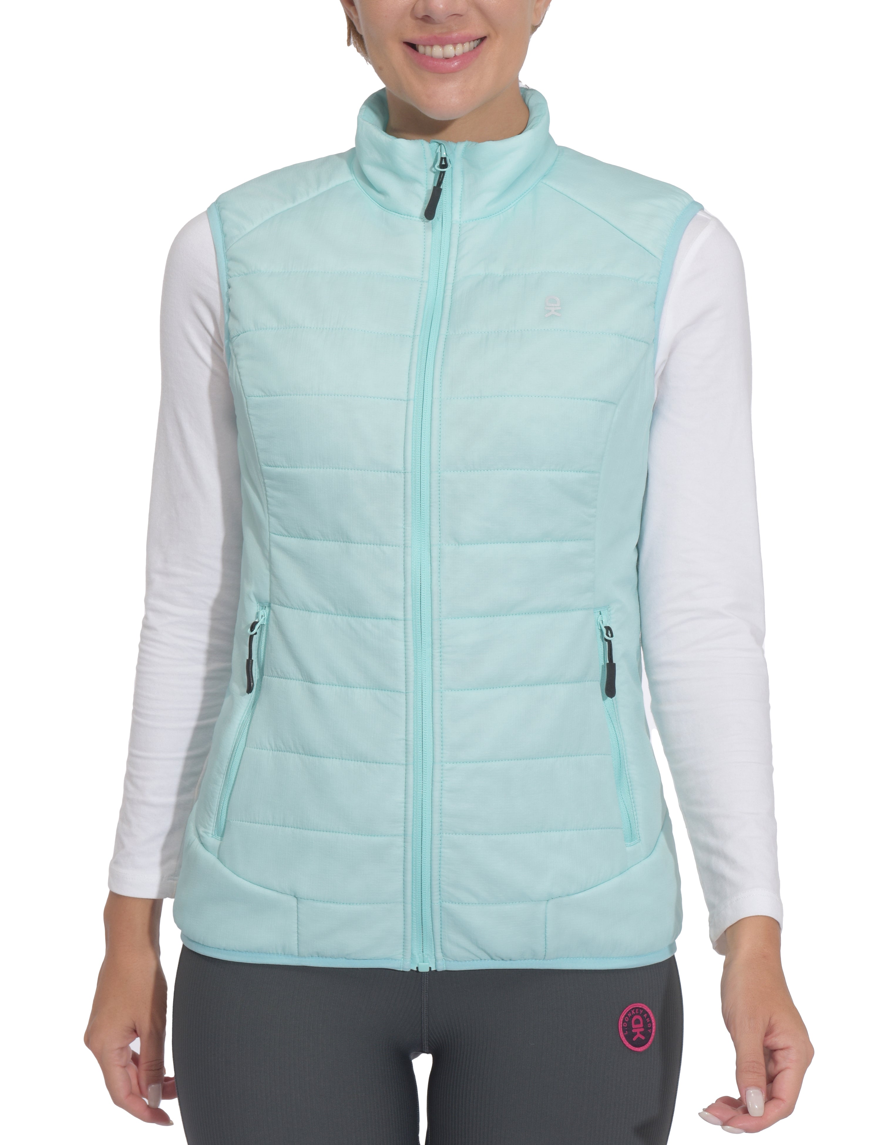 Little Donkey Andy Women's Packable Lightweight Puffer Vest with Recycled Insulation for Running Hiking Blue Glow XS
