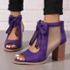 thumbnail image 2 of Sandalias de mujer color morado con punta abierta y tacón alto, 2 of 5