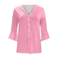 thumbnail image 3 of ShomPort Cardigan for Women Casual Fall Summer 3/4 Sleeve Solid Color Tunic Shirts Dressy Blouses, 3 of 3