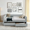 thumbnail image 3 of Grey Boucle Upholstered Daybed with Trundle & 2 Drawers, Queen Size (88"x65.5"x29.5") - Stylish Vertical Stripe Living Room & Bedroom Furniture, Smart Storage, Comfortable Seating, 3 of 18