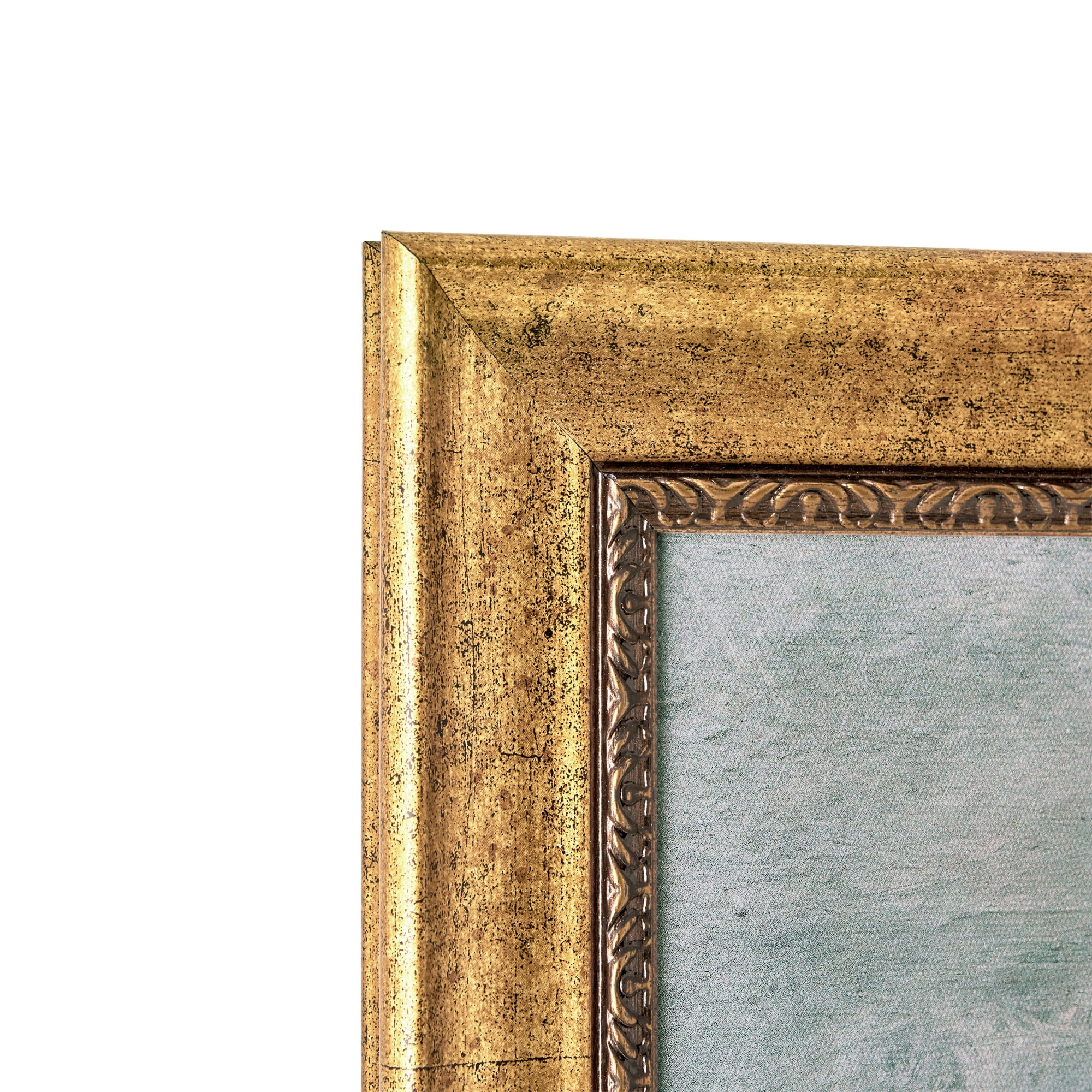 Beautiful Spring Beauty White Floral Wall Art – Brush Texture Print in Antique Gold Frame – Elegant Flower Art, 16x20