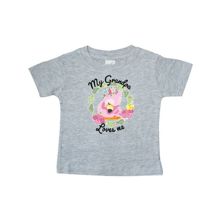 

Inktastic Baby Flamingo My Grandpa Loves Me with Flower Wreath Gift Baby Boy or Baby Girl T-Shirt