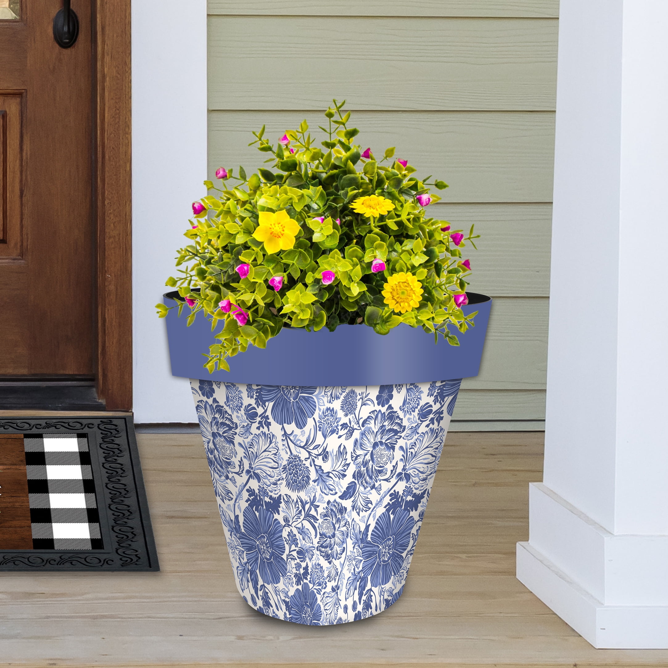 Briarwood Lane Everyday Planter 14" x 15" x 15" Blue and White Floral Large Planter