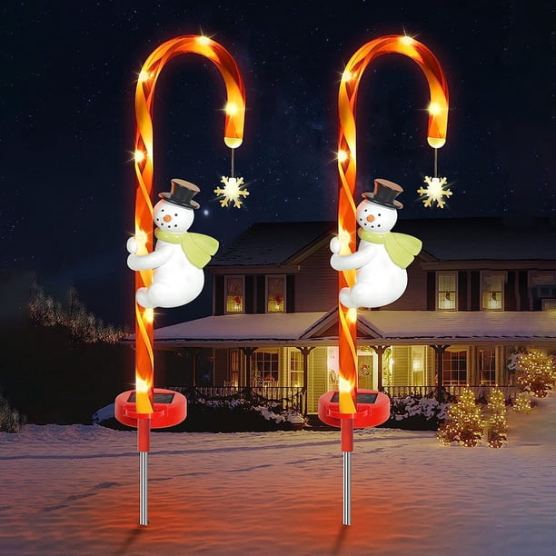 Luz de bastón de caramelo de Navidad Muleta solar del enchufe de tierra del jardín del ornamento 600mAh del bastón de caramelo para el día de fiesta de la Navidad