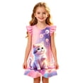 thumbnail image 4 of WhouRiu Girls Summer Cartoon Graphic Dresses Sleeveless Flutter Sleeve Crew Neck Dress Kids Comfortable Cute Party Nightgown,3-4 Years, 4 of 4