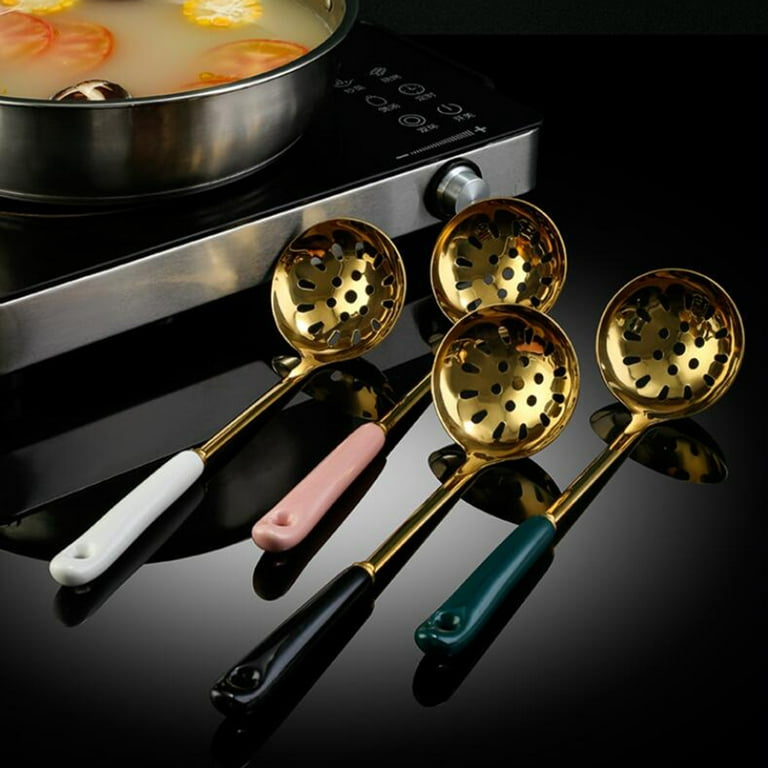 Reheyre Multifunctional Hot Pot Spoon - High-Temperature Resistance -  Lightweight Stainless Steel - Household Soup Ladle - for Kitchen 