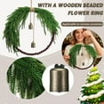 thumbnail image 2 of Mini Christmas Wreath 8.6 Inch Small Norfolk Wreaths for Kitchen Cabinets Vintage Mini Wreath with Wood Bead Bell Rustic for Xmas Front Door Window Chair Fireplace Farmhouse Decor, 2 of 7