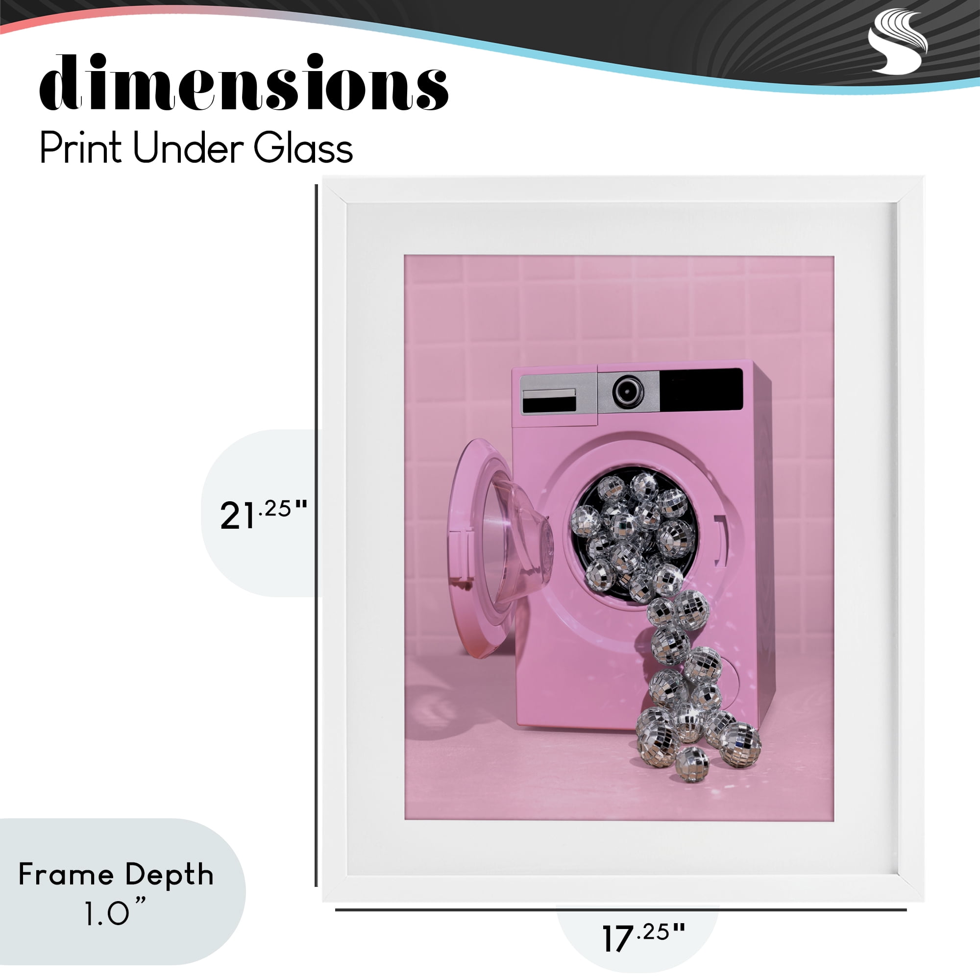 Stupell Industries Disco Laundry Machine over Pink White Framed Print Under Glass, design by LISH Creative