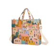 thumbnail image 7 of FORMRS Womens Corduroy Tote Bag Crossbody Shoulder Handbag with Pocket, Orange Cityscape Painting, 7 of 7