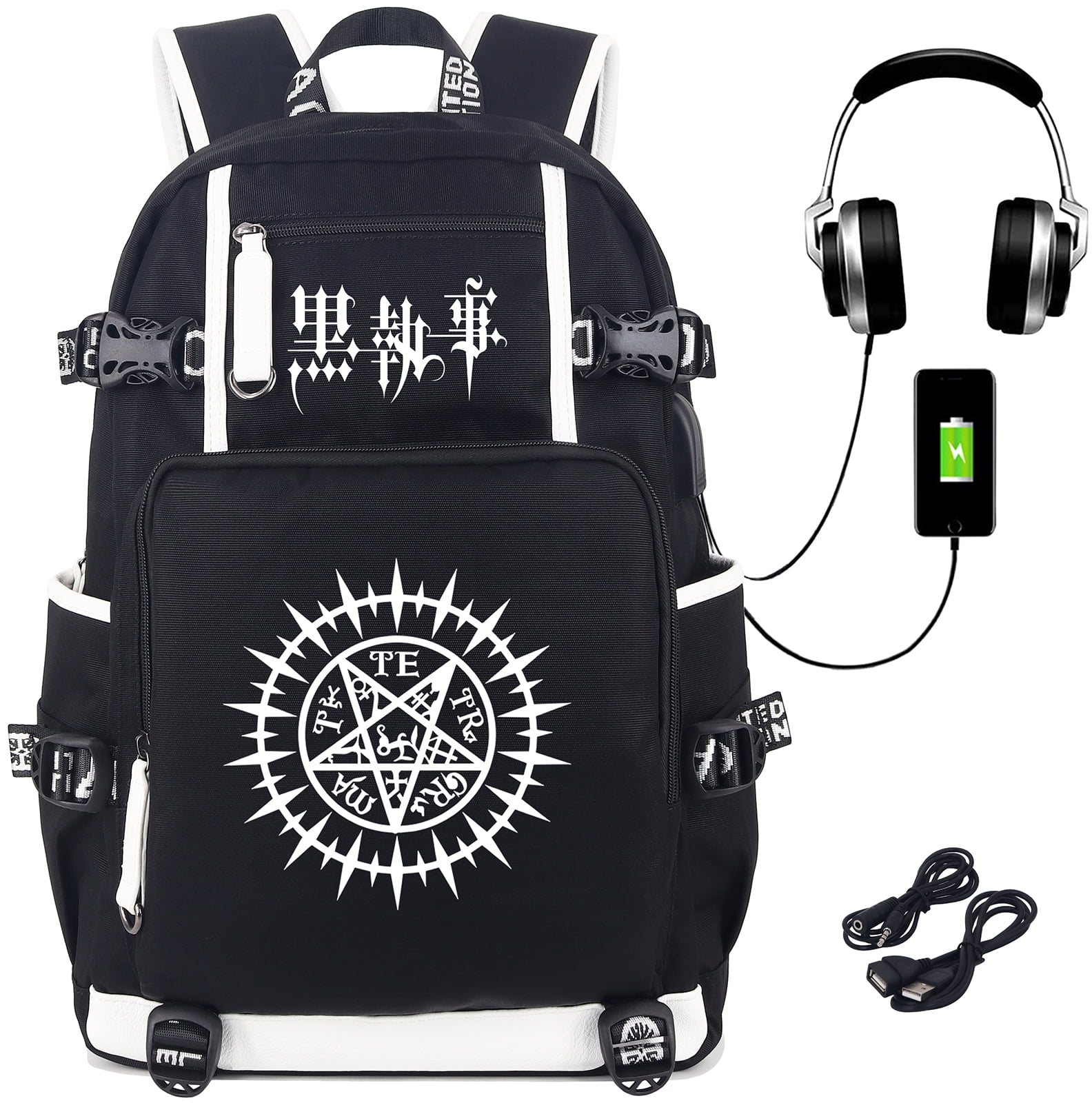 Roffatide Anime Black Butler Luminous Laptop Backpack with USB Charging ...