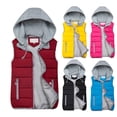 thumbnail image 2 of comerut Women Vest Candy Color Warm Autumn Winter Hooded Drawstring Waistcoat Jacket for Daily Wear, 2 of 8