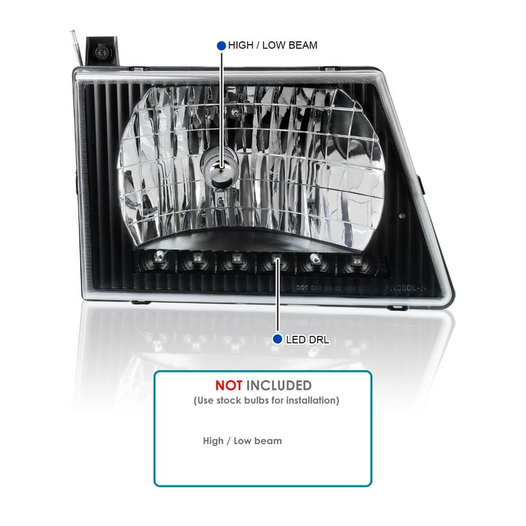 Spec-D Tuning Black Housing Clear Lens LED Strip Headlights