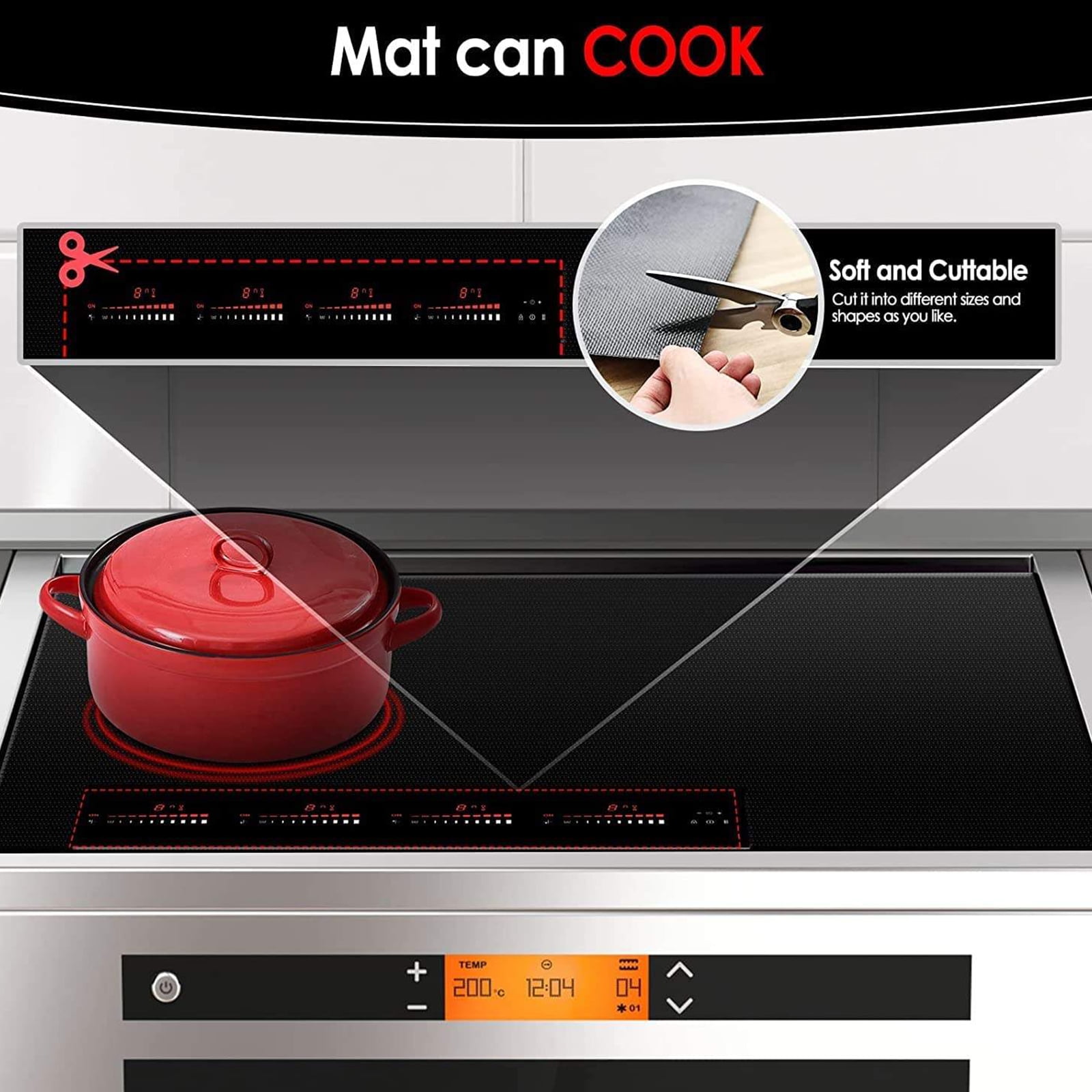 Induction Cooktop Protector Mat, Food-Grade Silicone Induction Cooktop Mat, Anti-Scratch Cooktop Protector for Glass/Ceramic Stoves, 35.4 x 21.2 inch