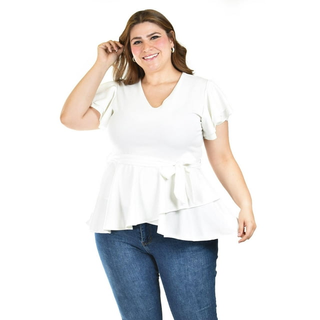 Blusa de corte peplum Roman Fashion /Juvenil, 1869 (Blanco) blanco 38