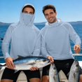 thumbnail image 3 of Bulopur Men’s Sun Protection Fishing Shirt with Mask, Breathable Hooded Long Sleeve Top in Solid Light Blue for Beach Walks, Boating and Summer Use, 3 of 8