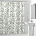 thumbnail image 4 of Sage Green Pastoral Flower Fabric Shower Curtain Farmhouse Washable Shower Curtains for Bathroom, Waterproof Bath Curtain with Hooks Home Decor 72x72in, 4 of 8