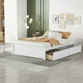 thumbnail image 2 of BTMWAY Full Bed Frame with Trundle, New Upgraded Solid Wood Platform Bed with Headboard and Footboard, No Box Spring Needed, Modern Full Size Daybed with Trundle Included, Easy Assembly, White, 2 of 8