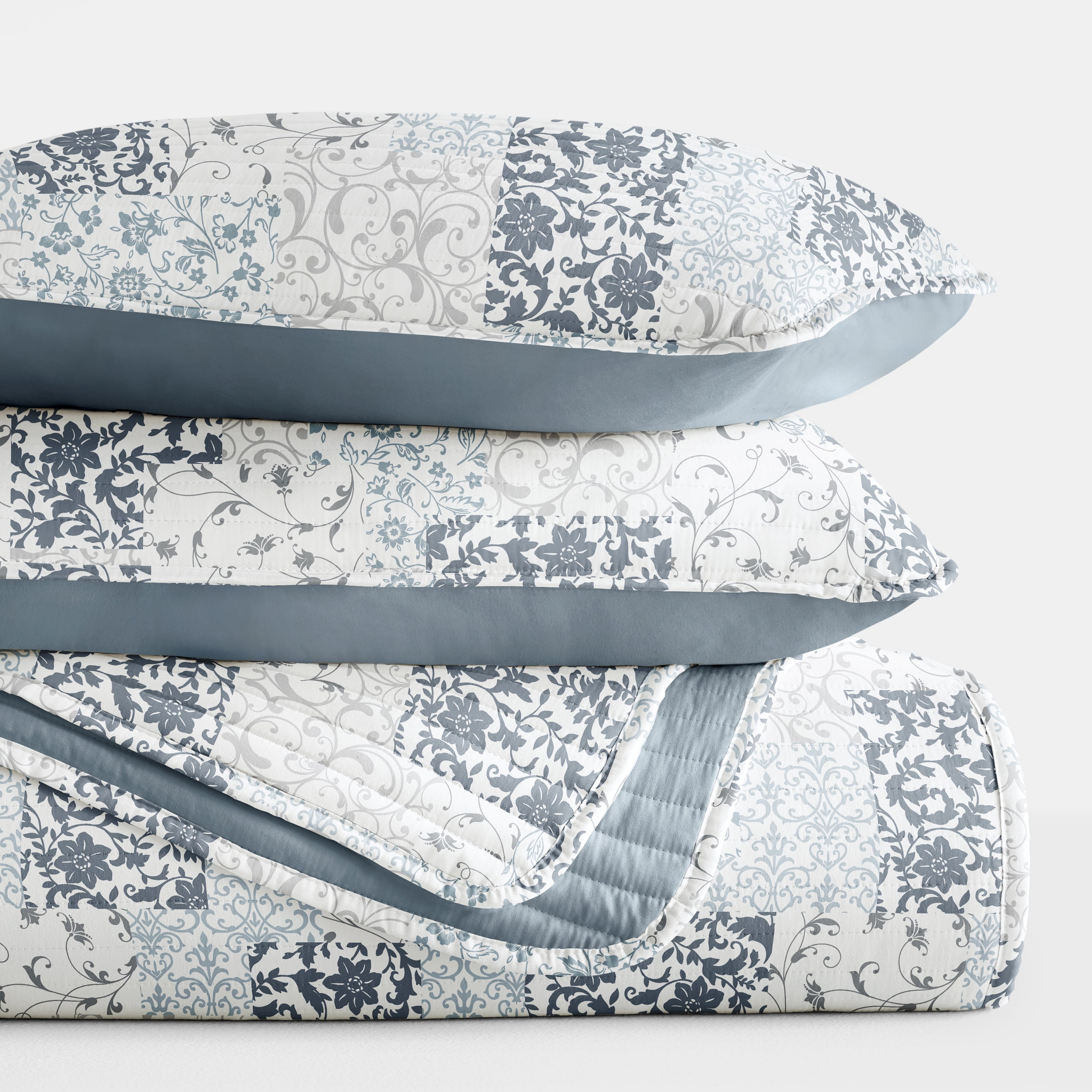 Ultra Soft Lightweight Quilt Sets in Patchwork Dusk Blue for Twin/TwinXL Bedding by Comfort Canopy