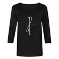 thumbnail image 4 of Mifsaly 3/4 Sleeve Tops for Women Casual Script Faith Graphic Top Crewneck Cotton Shirt Soft Stretchy Slim Fit Summer Blouse Elegant Religious Style Tee XXL, 4 of 6